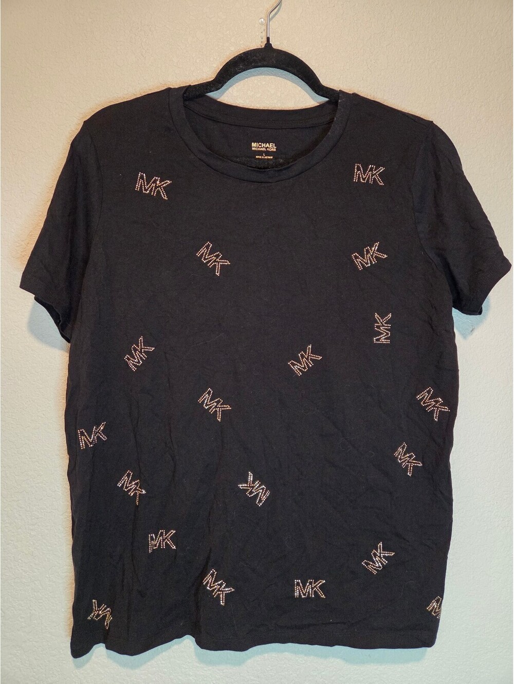 Michael Kors Black Logo Print T-Shirt Size L